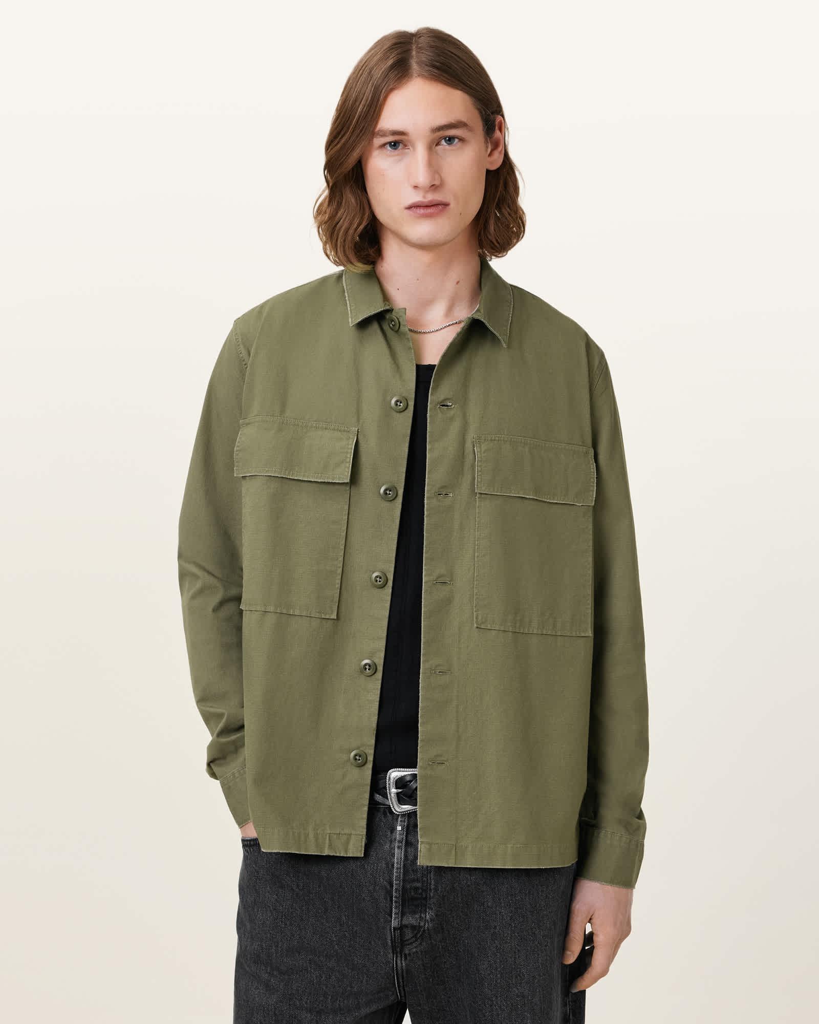 Service Relaxed Fit Shirt PASTORAL GREEN | ALLSAINTS US Product Image
