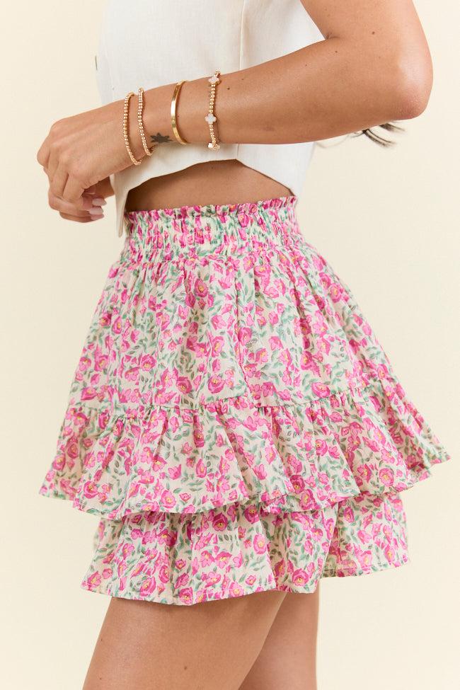 Pretty Moment Pink Multi Floral Tiered Skort DOORBUSTER Product Image