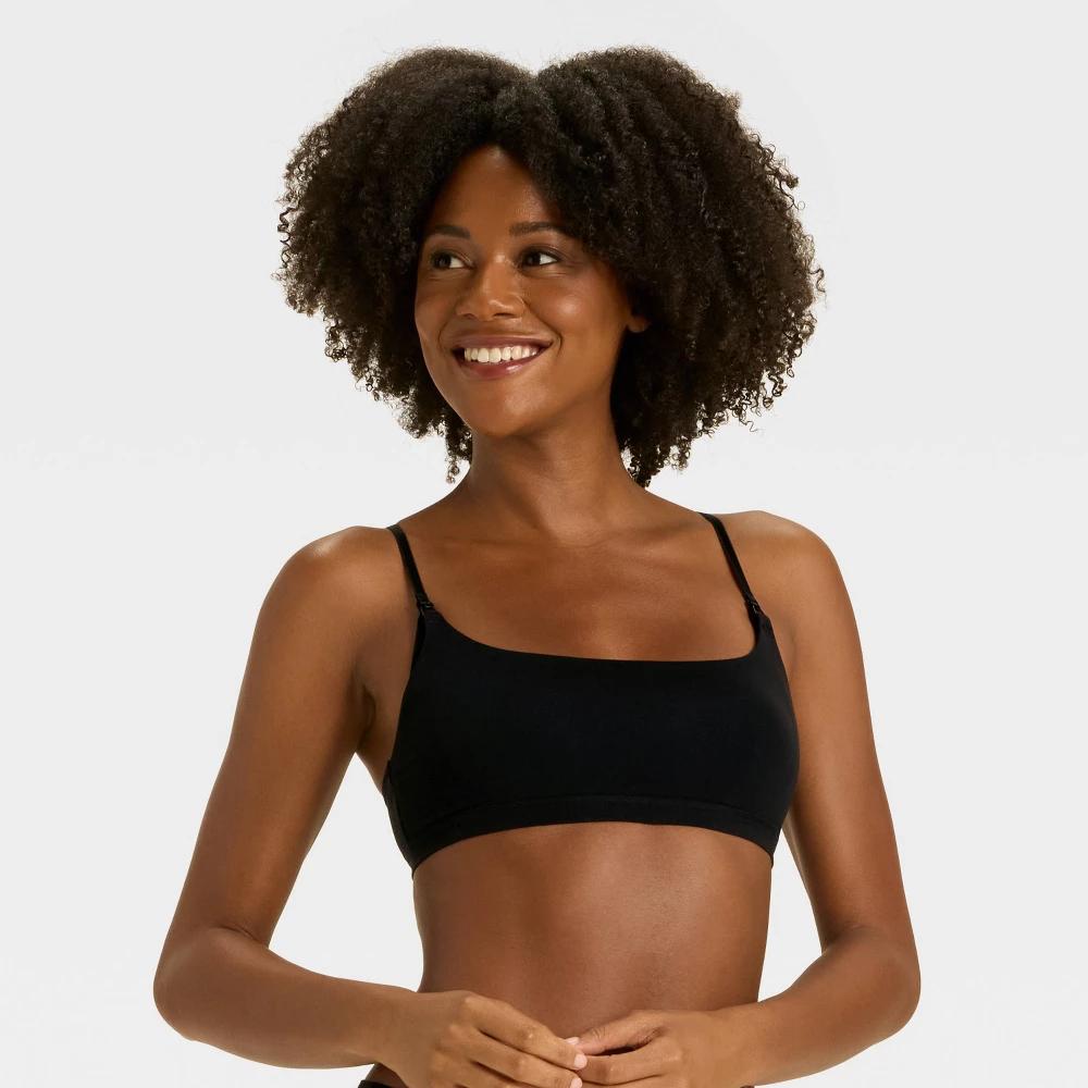 Women's Luxe Stretch Unlined Nursing Bralette - Auden™ Black L Product Image