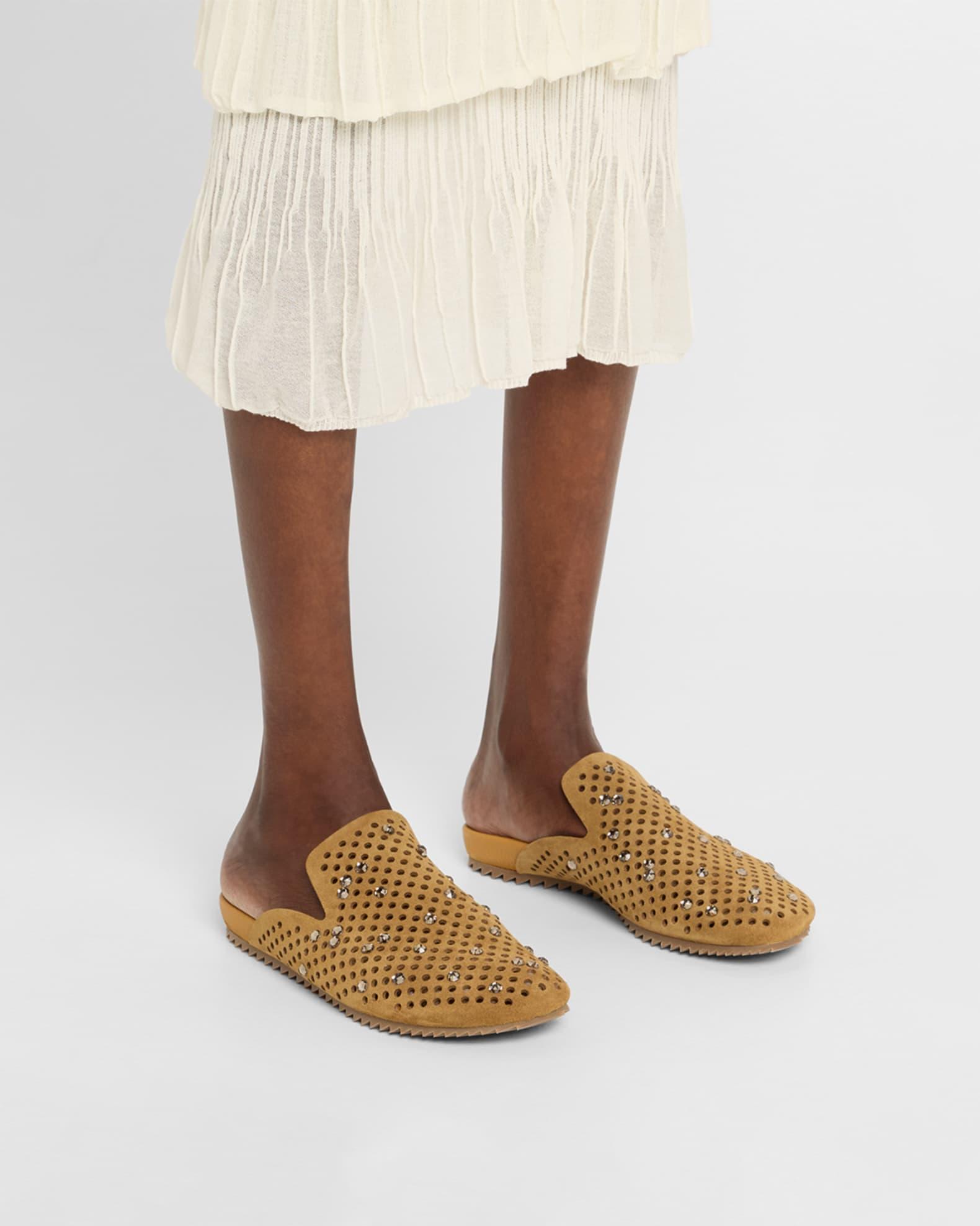 Braidy Crystal-Embellished Suede Clogs Product Image
