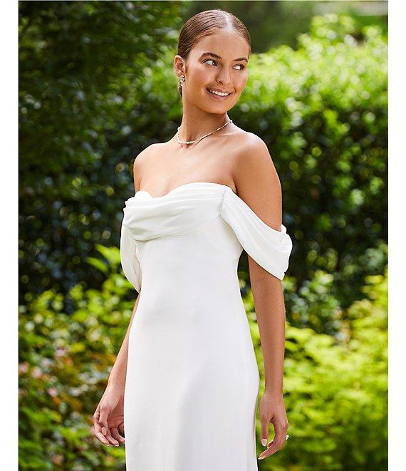 Tadashi Shoji Chiffon Drape Off-The-Shoulder Gown Product Image