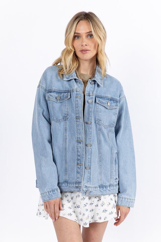 Let's Try It Light Wash Boyfriend Denim Jacket FINAL SALE Product Image