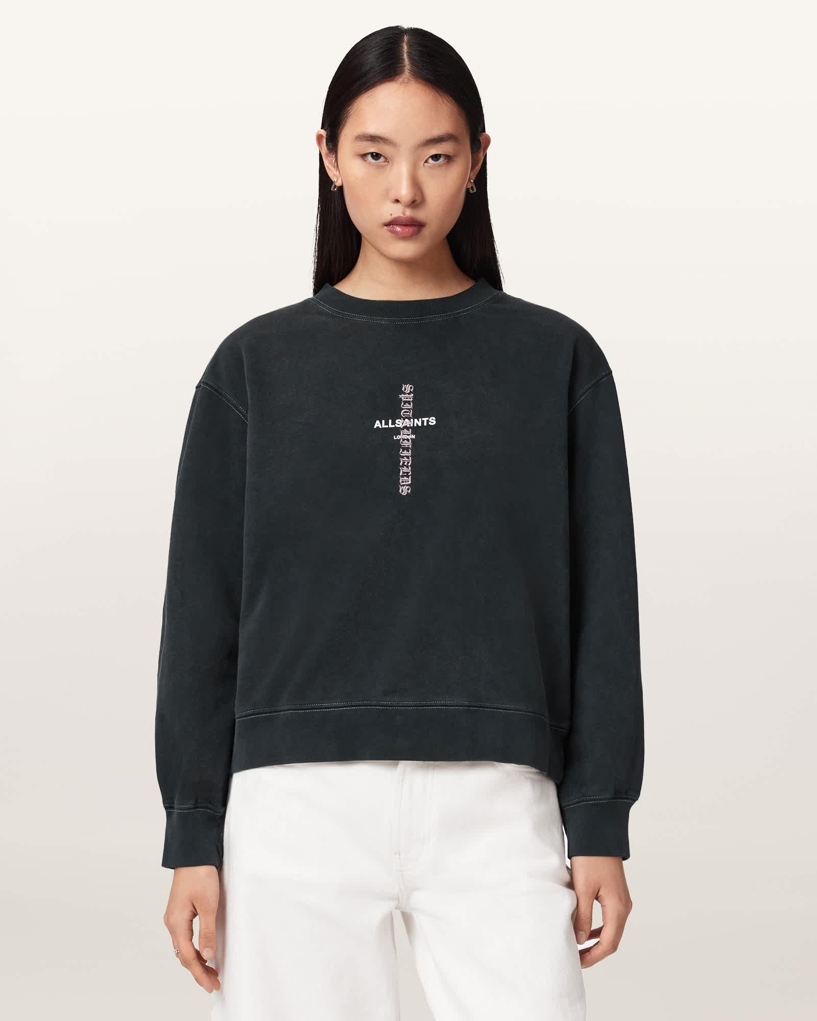 Knox Pippa Sweatshirt Washed Black | ALLSAINTS US Product Image