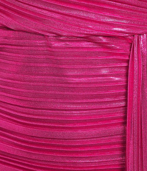 City Vibe Strapless Pleated Foil Tail Party Dress Product Image