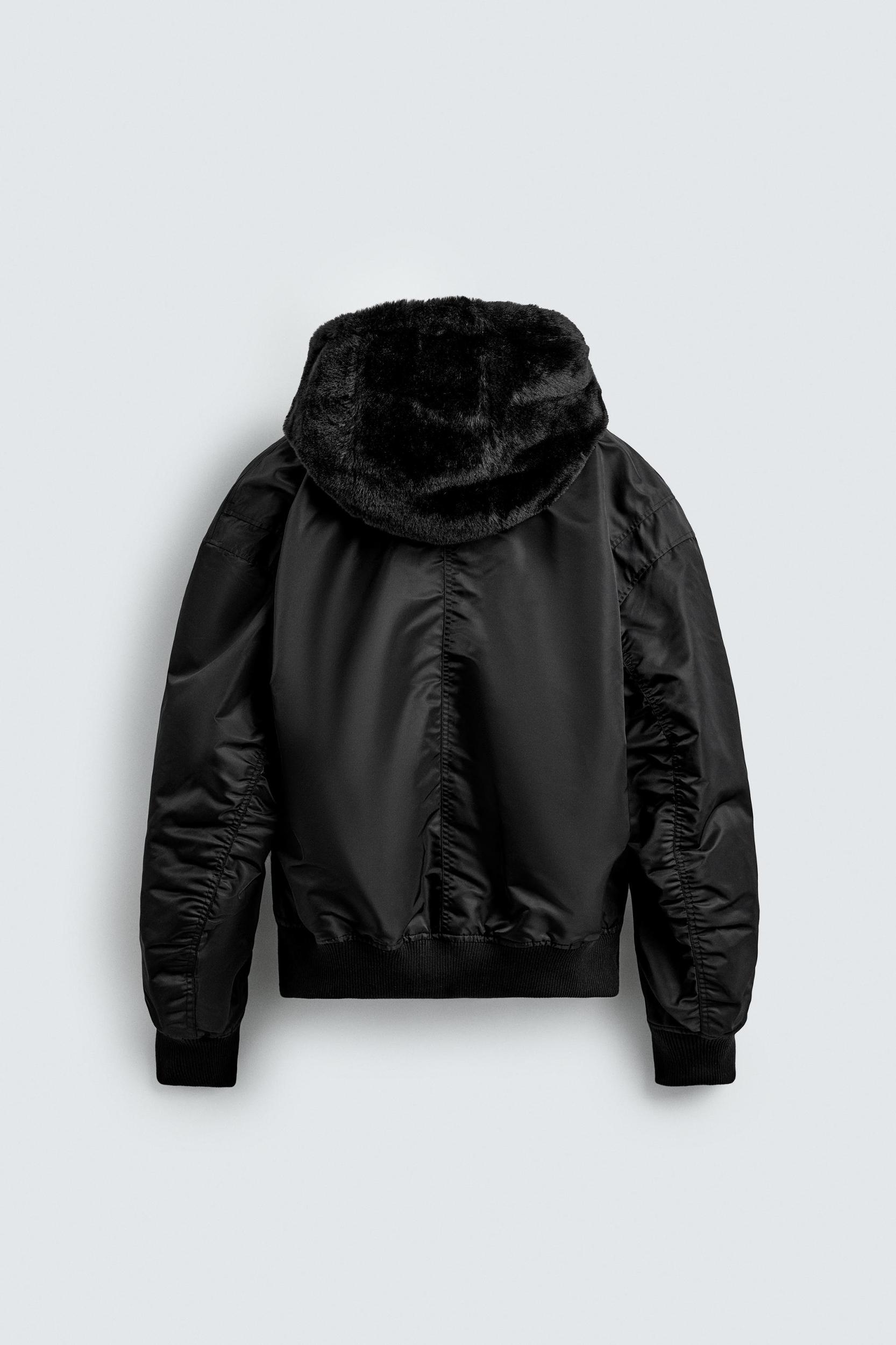 REVERSIBLE FAUX FUR BOMBER JACKET Product Image