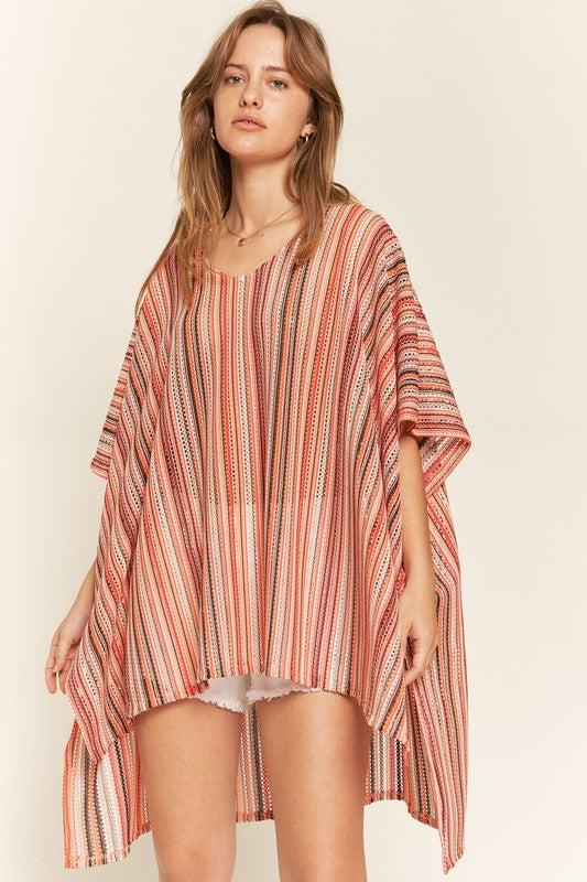 COLORFUL VERTICAL STRIPE PONCHO Product Image