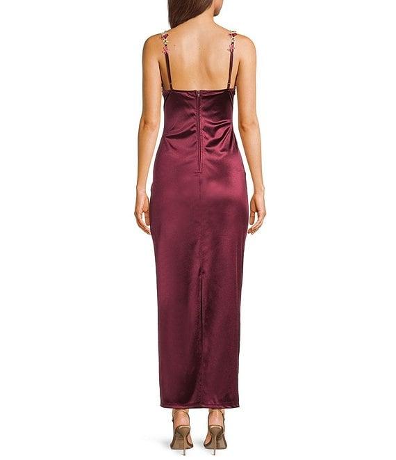 B. Darlin Adjustable Spaghetti Straps Sweetheart Neckline Floral Lace Dress Product Image