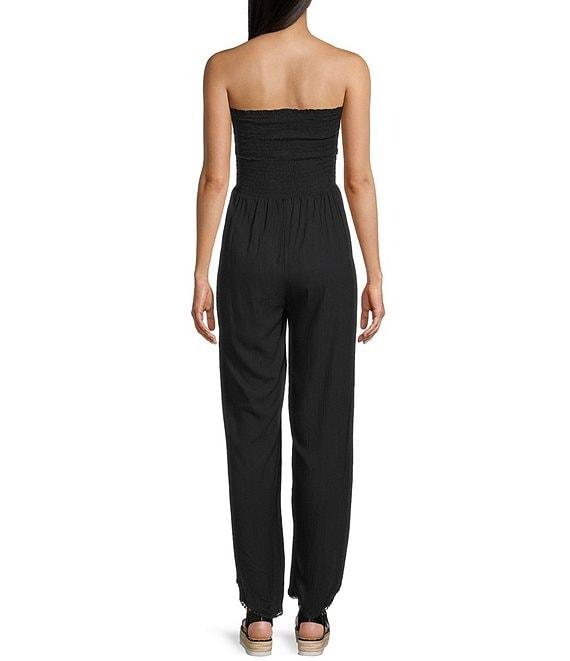 Angie Strapless Smocked Bodice Split Leg Jumpsuit Product Image