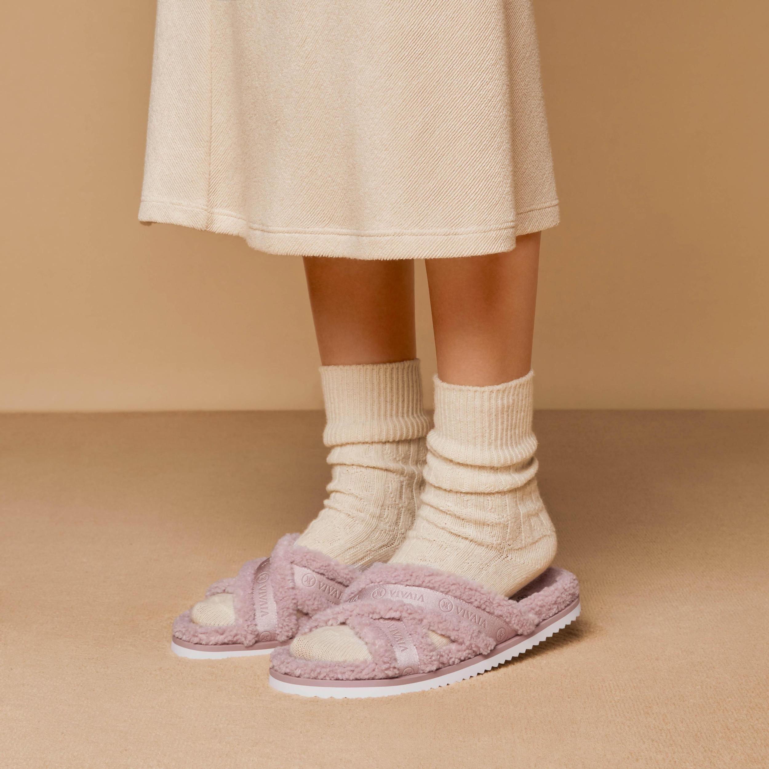 Furry Criss-Cross Strap Slippers (Hannah) Product Image