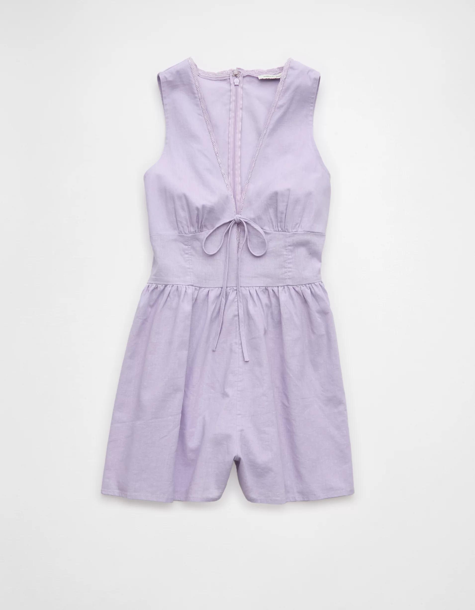 AE Tie Front V-Neck Romper Product Image