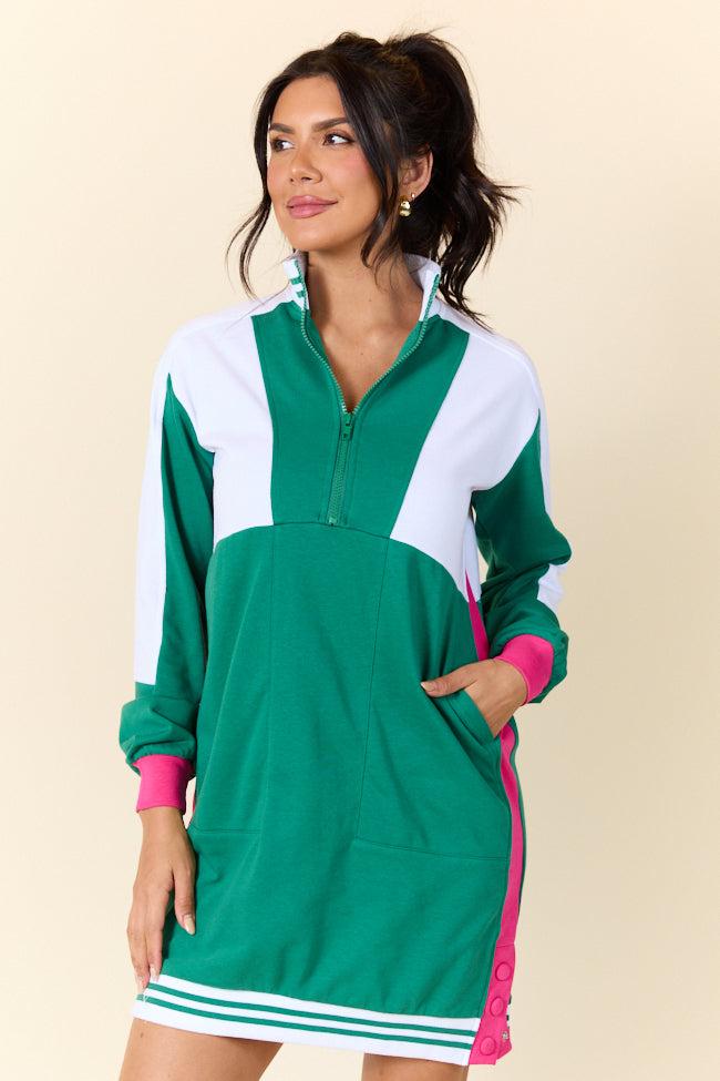 Finish Line Green Casual Long Sleeve Mini Dress FINAL SALE Product Image