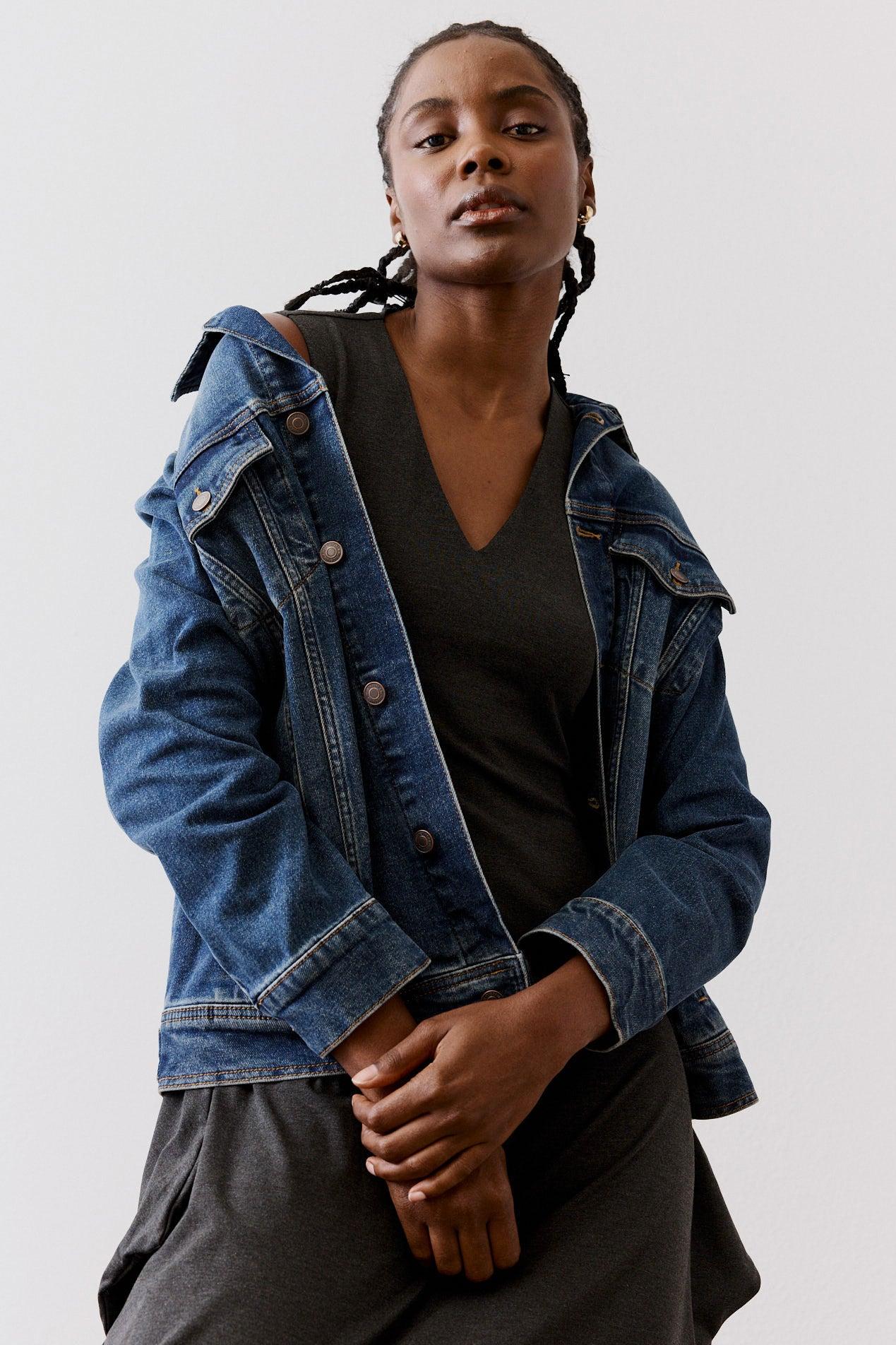 Long Line Denim Jacket Product Image