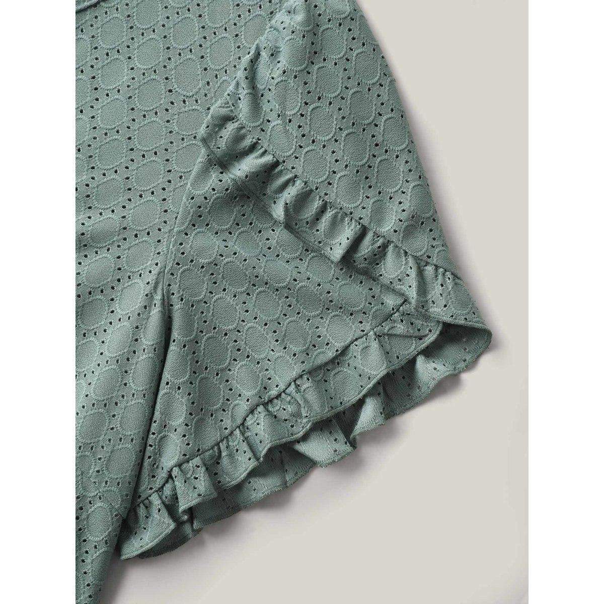 Plus Size Textured Petal Sleeve Pockets Midi Dress DarkGreen Women Leisure Knit Dresses Bloomchic 30/6X Product Image