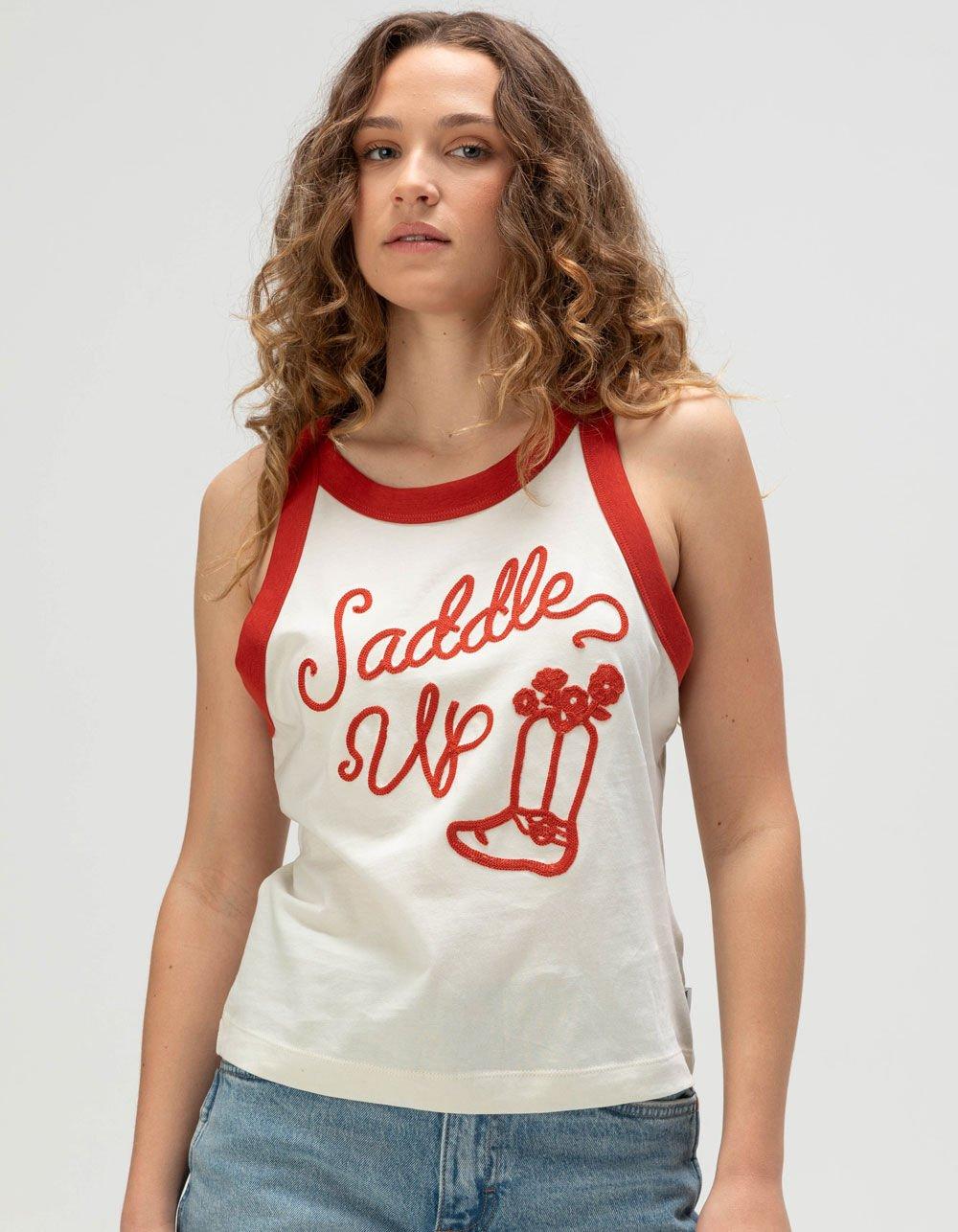 WRANGLER Vintage Womens Ringer Tank Top - RED/WHITE Product Image