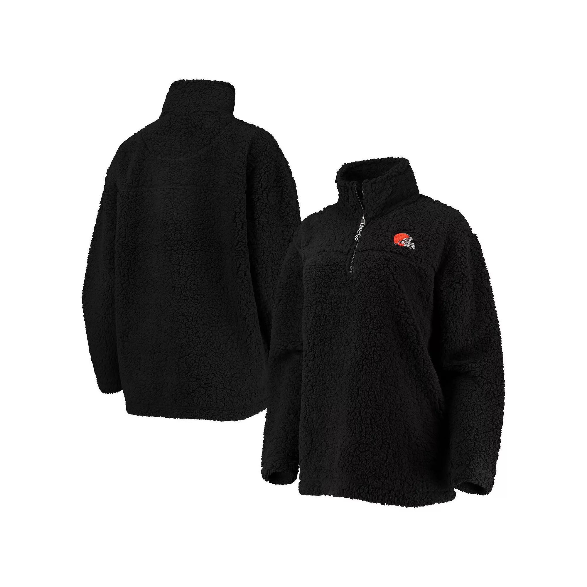 Women's G-III 4Her by Carl Banks Black Cleveland Browns Sherpa Quarter-Zip Jacket, Size: Small Product Image