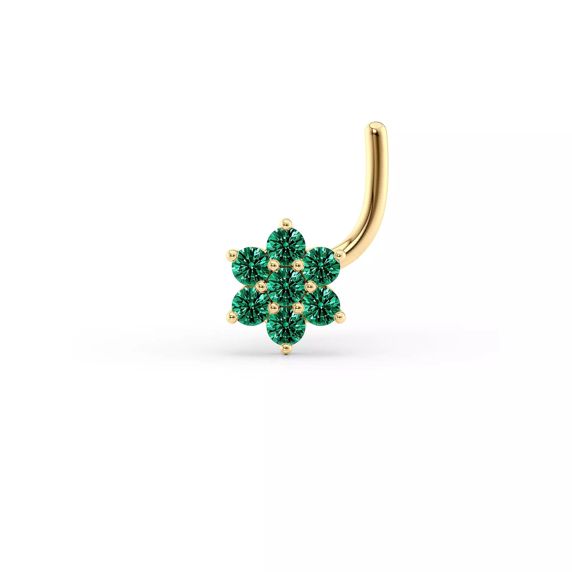 Lila Moon 14k Gold Green Cubic Zirconia Curved Nose Stud, Women's Product Image