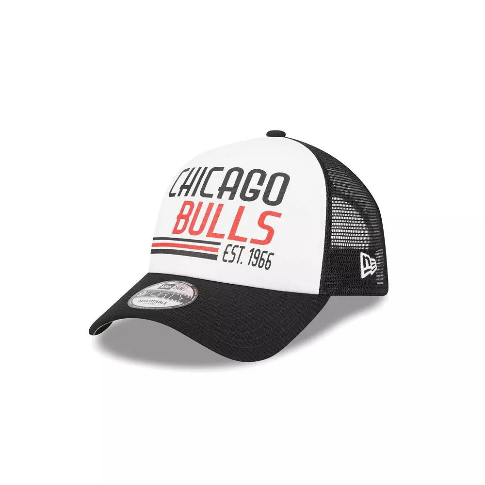 Men's New Era White Chicago Bulls Lift Pass Foam Front Trucker 9FORTY Adjustable Hat Product Image