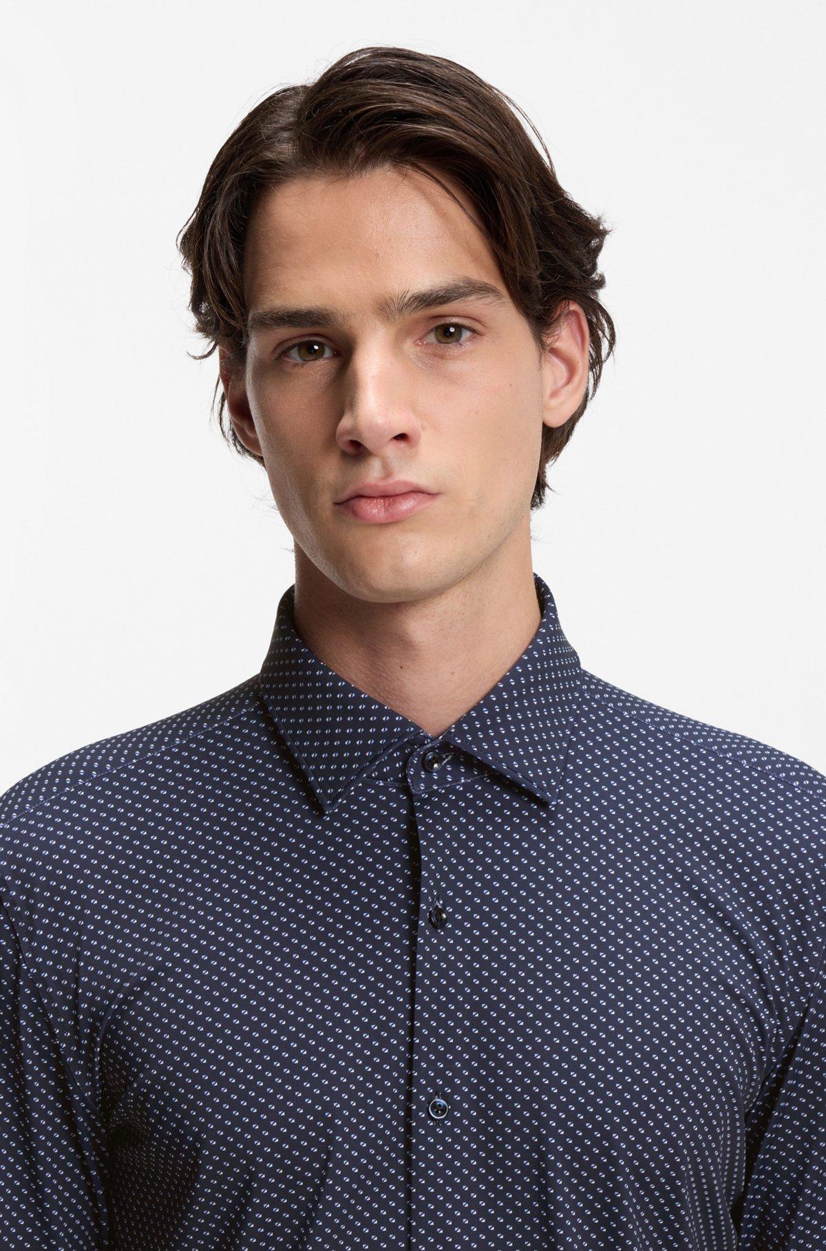 Printed slim-fit shirt in performance-stretch jersey Product Image