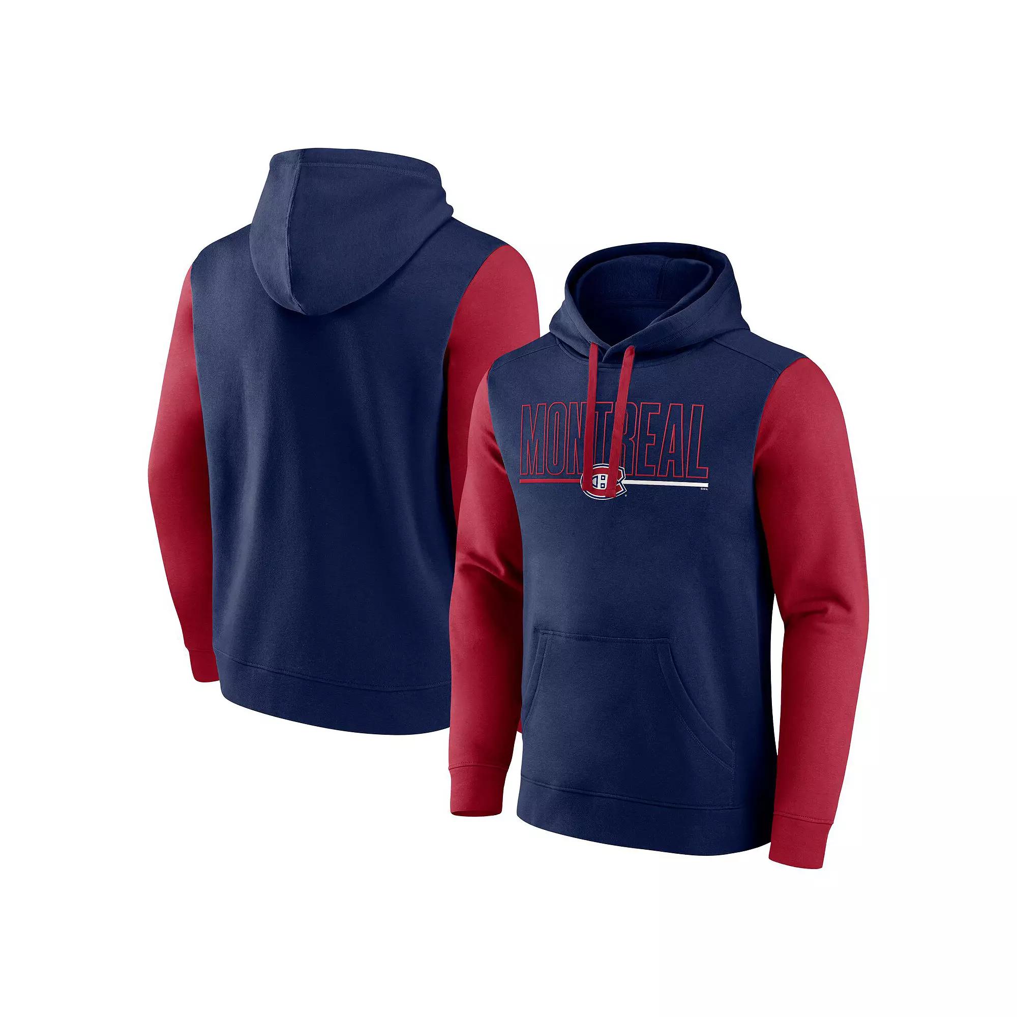 Men's Navy Montreal Canadiens Deliver Fleece Pullover Hoodie, Size: Small, Cnd Blue Product Image