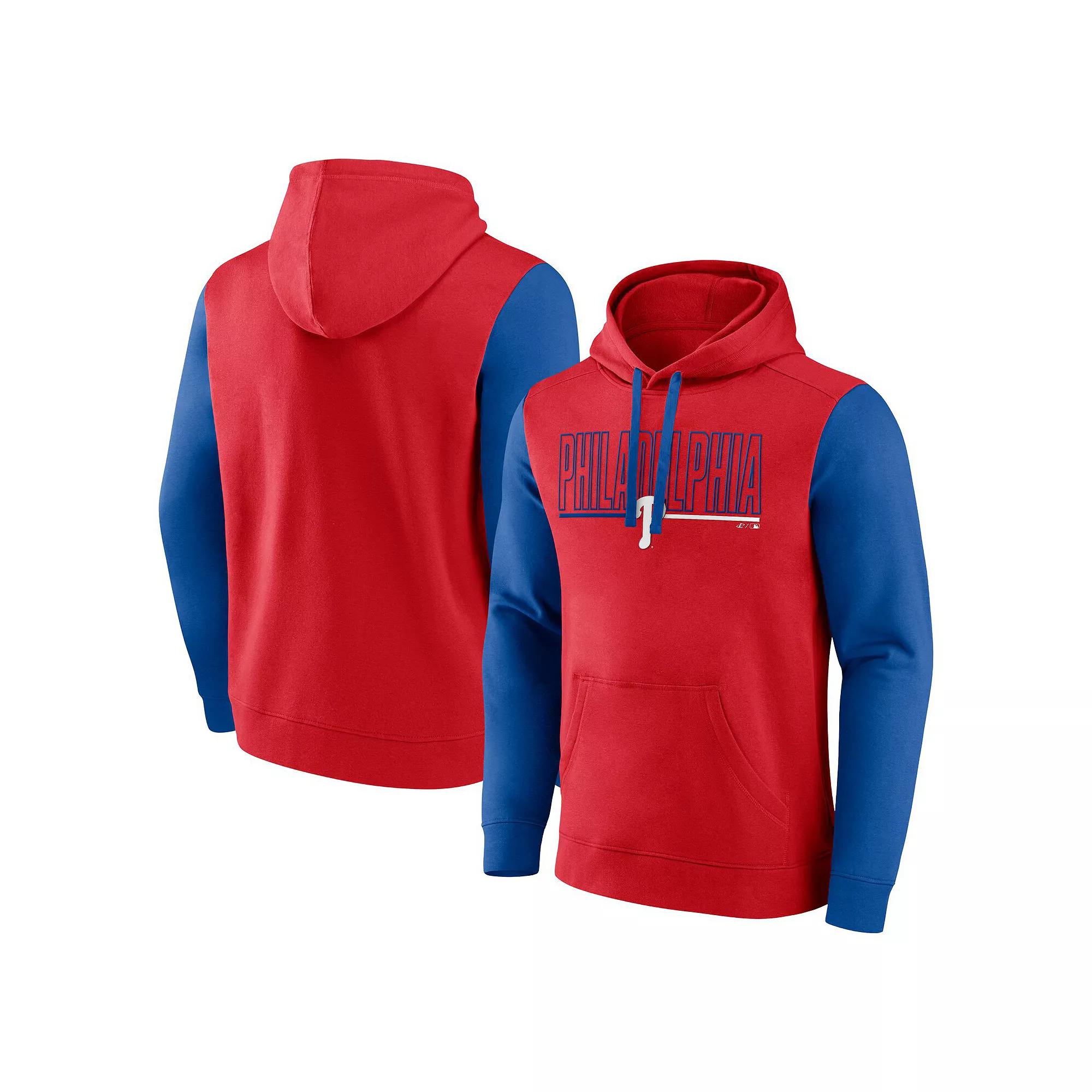 Men's Fanatics Red Philadelphia Phillies Outline Fleece Pullover Hoodie, Size: 2XL Product Image