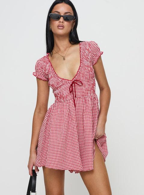 Wescott Gingham Playsuit Red / White Product Image