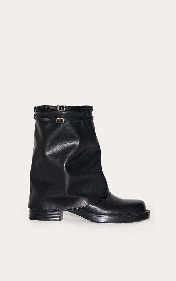 Black Wide Fit Extreme Chunky Sole Calf High Chelsea Boots Product Image