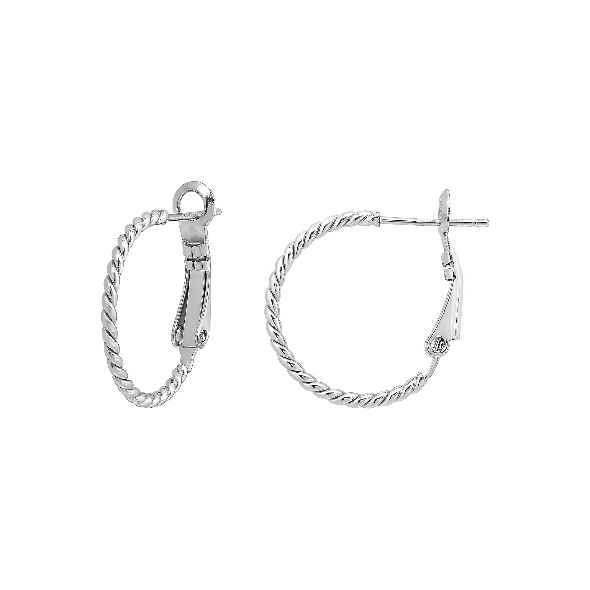 Aleure Precioso 18k Gold over Sterling Silver Twisted Hoop Earrings, Women's, Size: 20MM, Silver Tone Product Image