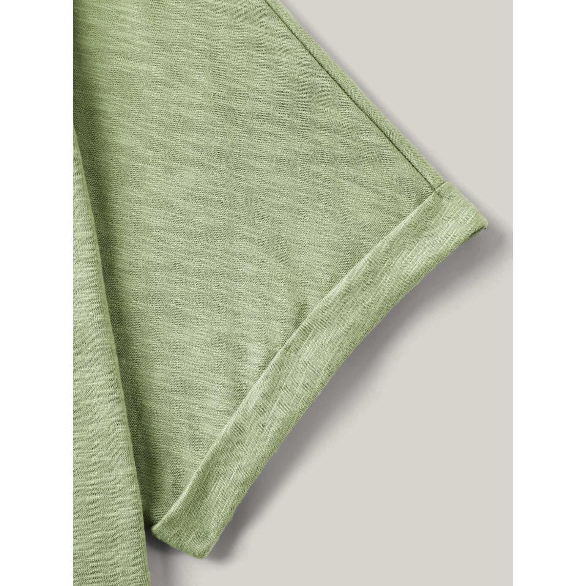 Plus Size Bamboo Fabric Lace Trim Flowy T-Shirt Greenbean Women Woven ribbon&lace trim V-neck Casual T-shirts BloomChic 22-24/3X Product Image