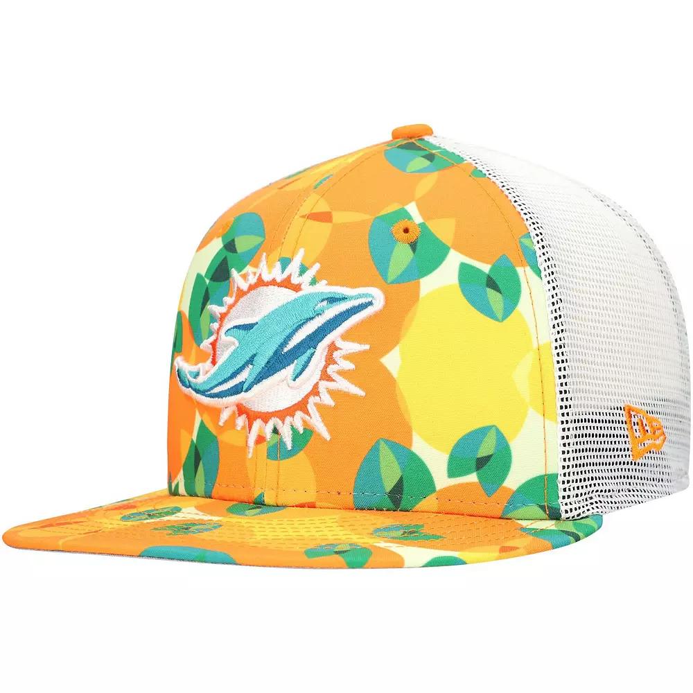 Men's New Era Orange Miami Dolphins Citrus 9FIFTY Trucker Snapback Hat Product Image