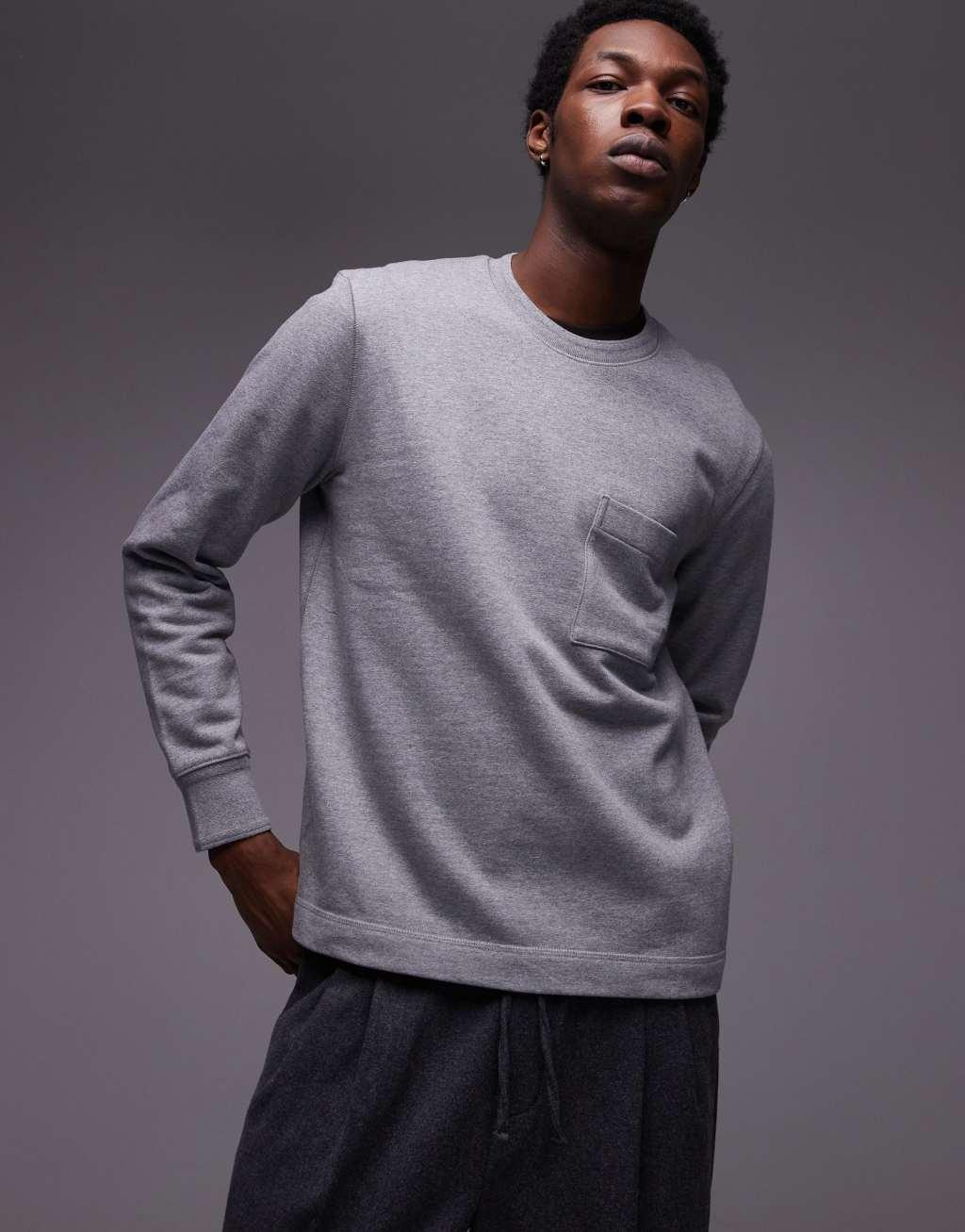 ARKET terry jersey sweatshirt with pocket in gray Product Image