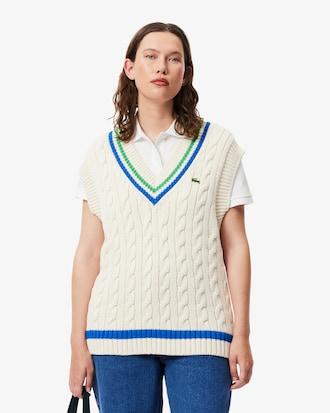 V Neck Cable Knit Sweater Vest Product Image