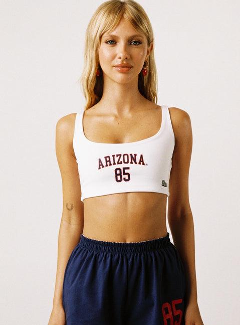 U of A Scoop Neck Crop Top White Product Image