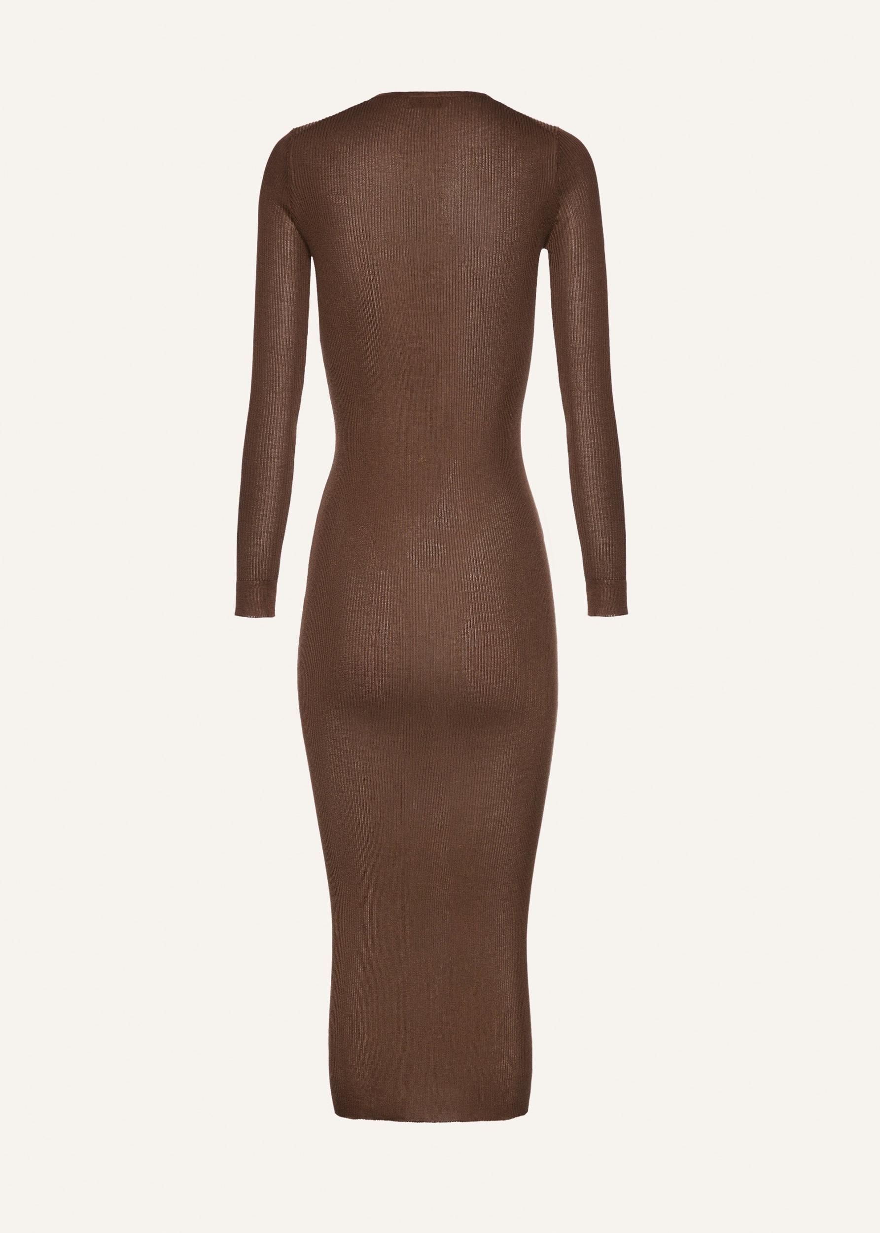 Knitwear henley midi dress in brown Product Image