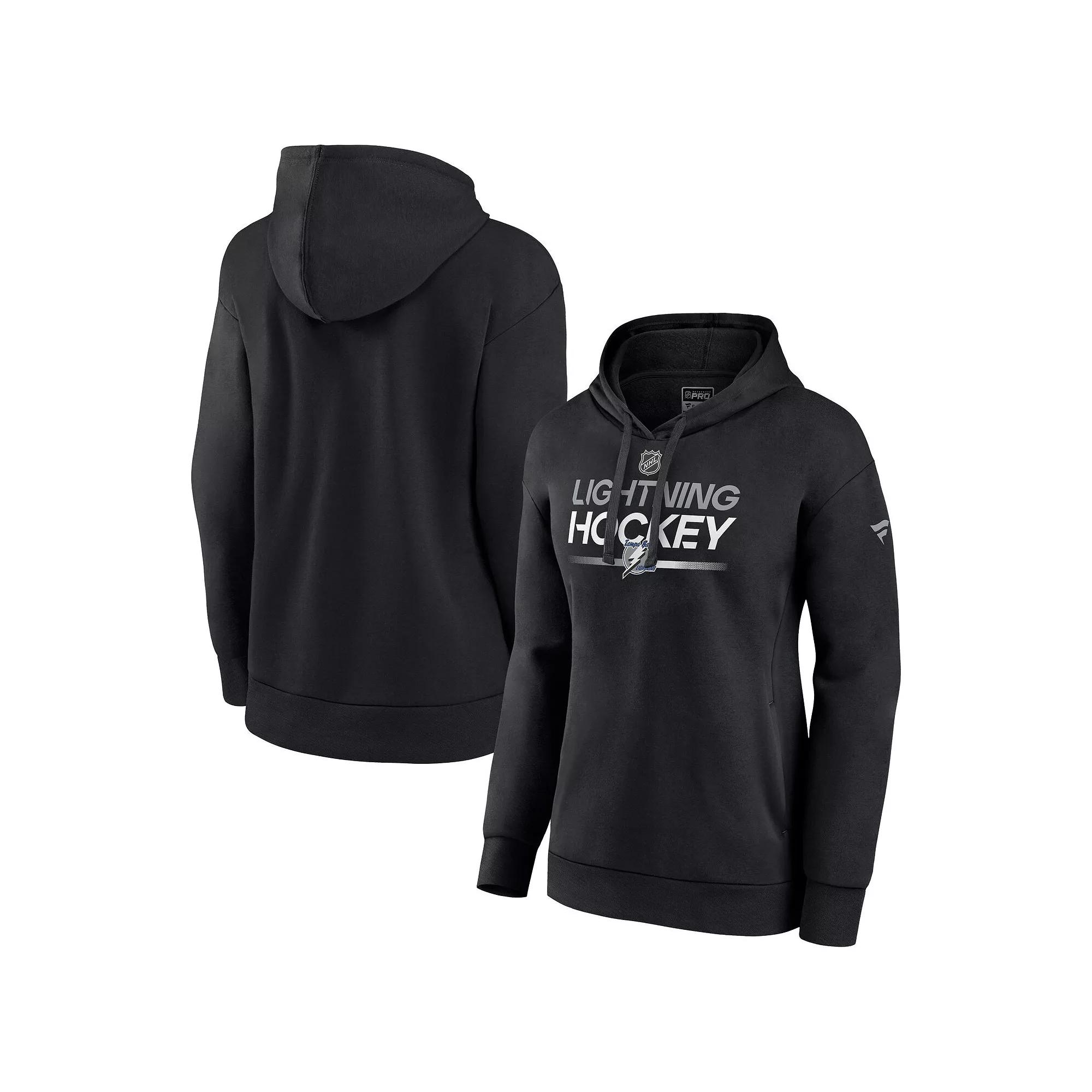 Women's Fanatics Black Tampa Bay Lightning Authentic Pro Alternate Wordmark Fleece Pullover Hoodie, Size: Large, Lgh Black Product Image