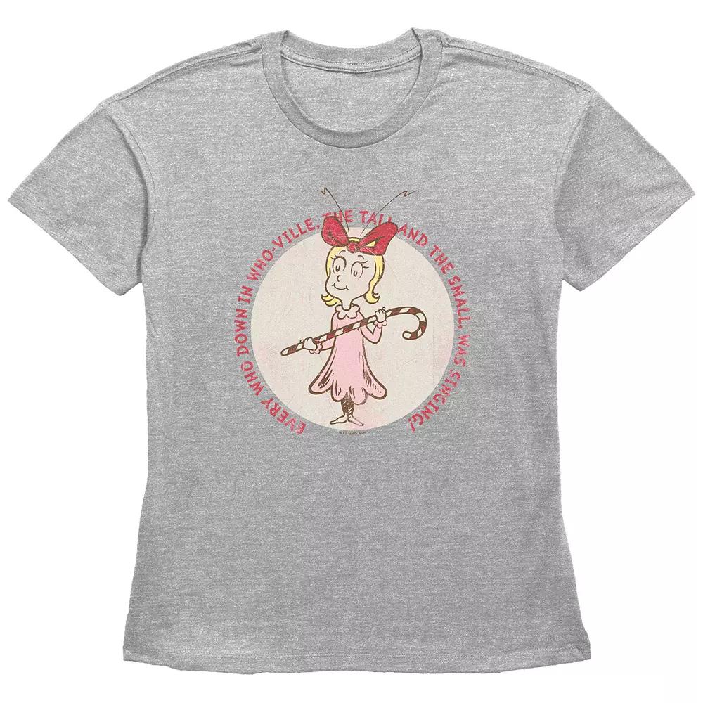 Women's Dr. Seuss Cindy Lou Who Stamp Graphic Tee, Size: XXL, Grey Gray Product Image