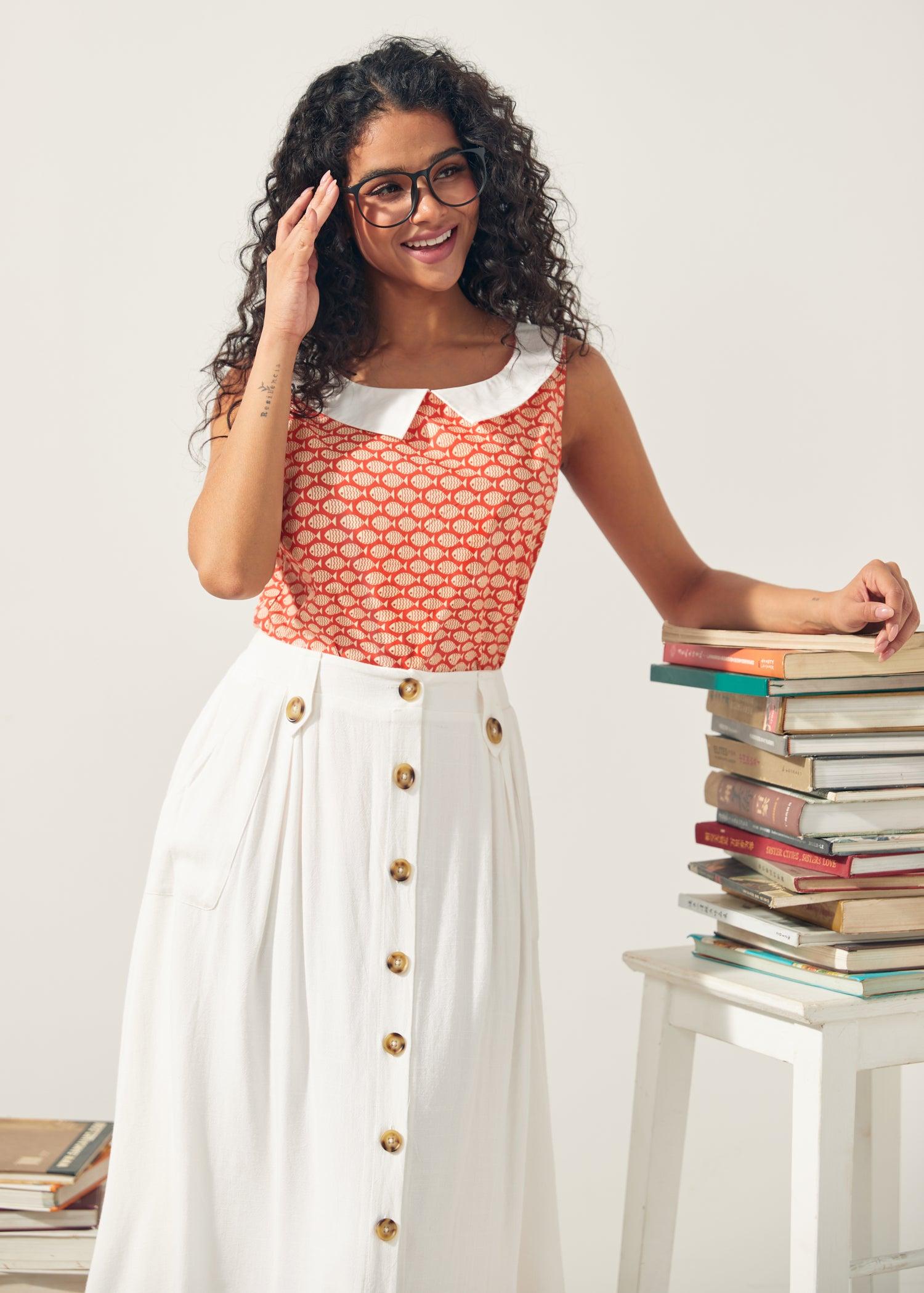 The Class Act Collar Top Product Image