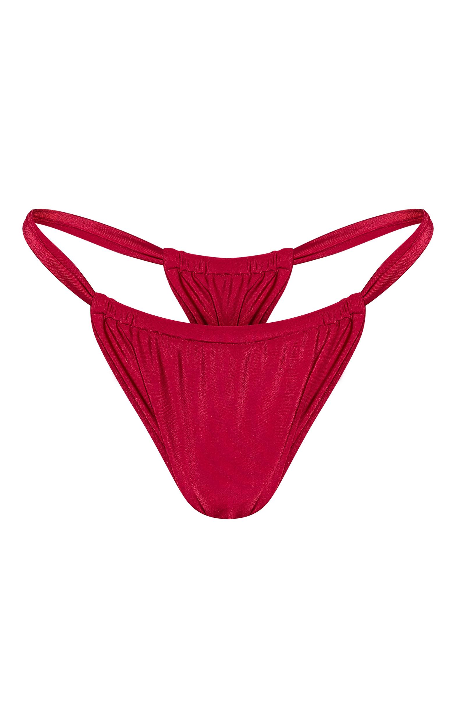 Berry Red Double Strap Bikini Bottoms Product Image