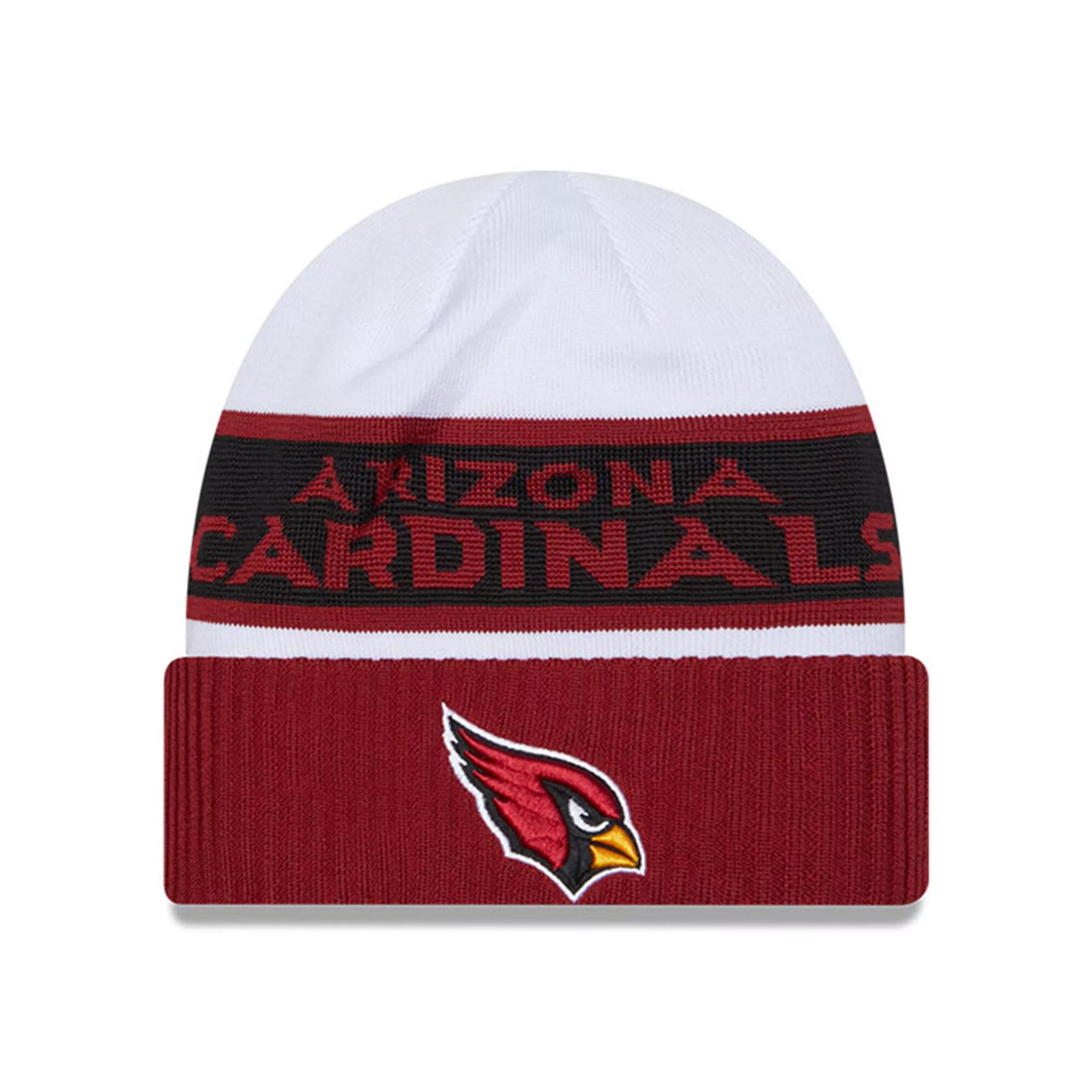 Men's New Era  White/Cardinal Arizona Cardinals 2023 Sideline Tech Cuffed Knit Hat Product Image