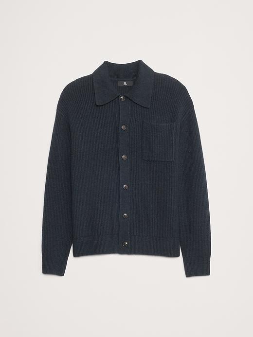 Ribbed Bouclé Polo Cardigan Product Image