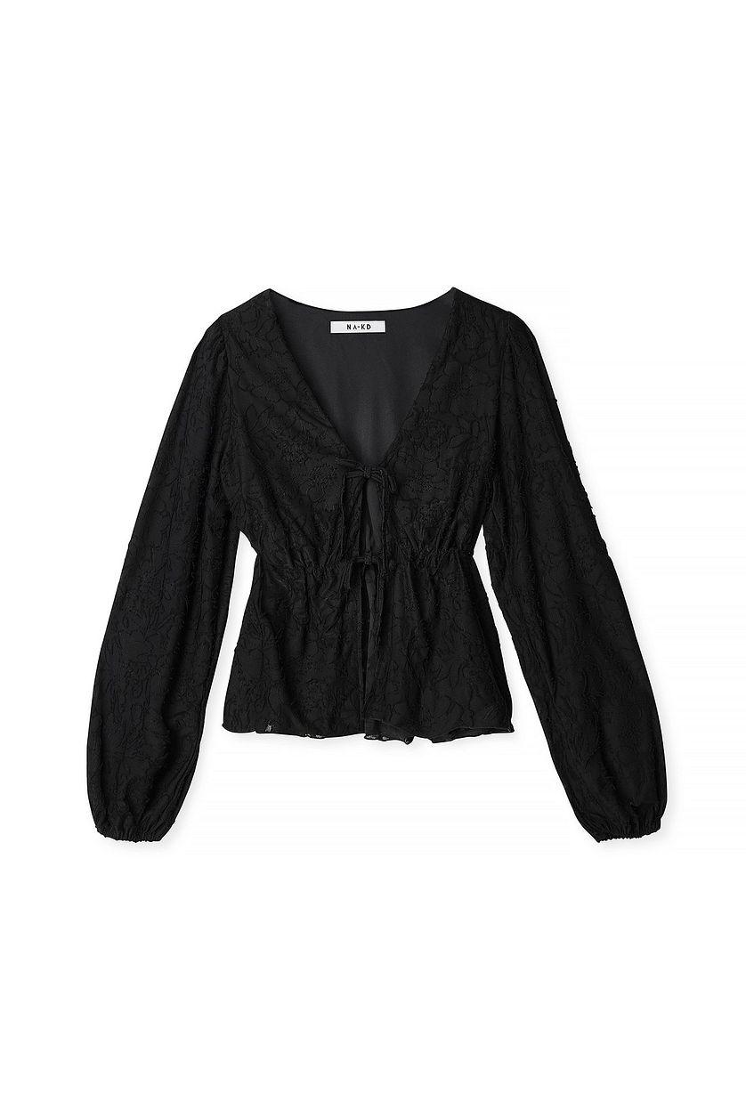 Burn Out Puff Sleeve Top Beige Product Image