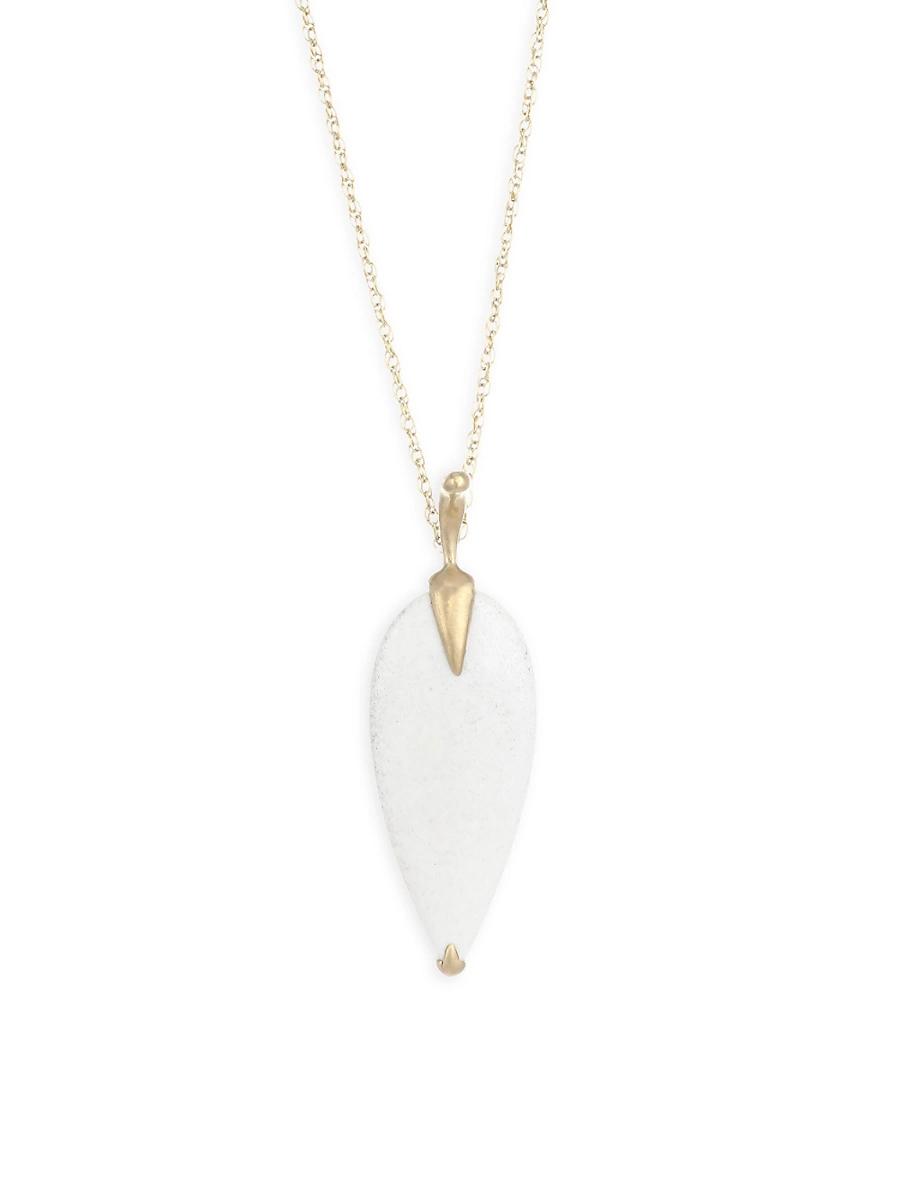 Womens Fauna White Agate & 18K Yellow Gold Pendant Necklace Product Image