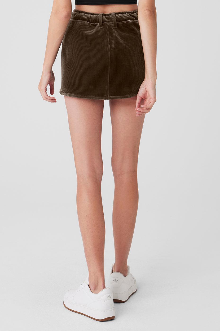 Ribbed Velour Baller Mini Skirt - Macchiato Product Image