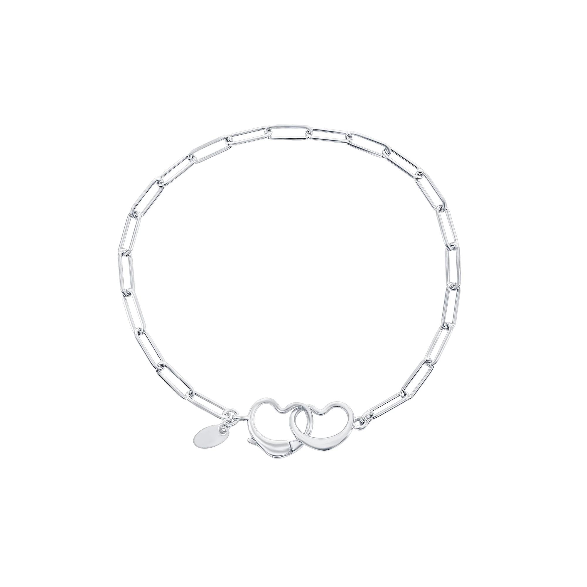 Argento Bella Sterling Silver Paperclip Heart Clasp Bracelet, Women's, Size: 7.5" Product Image