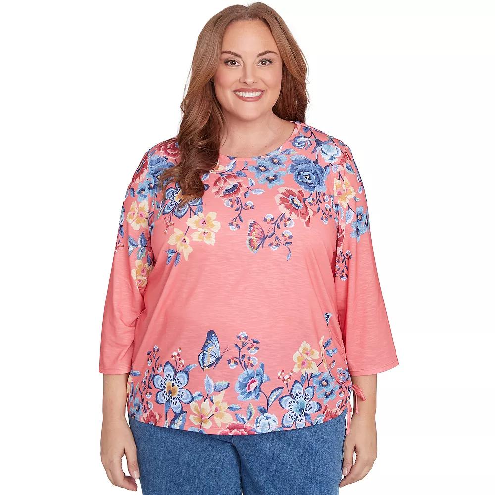 Plus Size Alfred Dunner Showstopping Crewneck Floral Knit Top, Women's, Size: 3XL, Pink Product Image