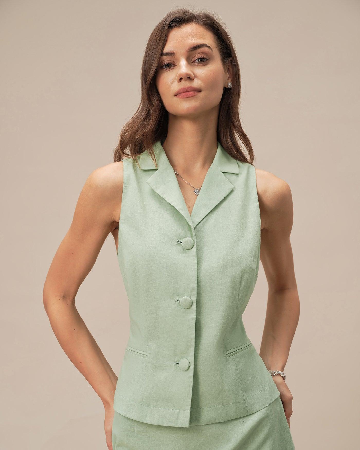Green Solid A-Line Mini Skirt Product Image