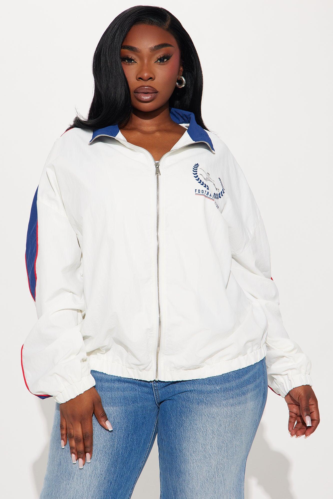 Player One Sporty Oversized Windbreaker - White/combo Product Image