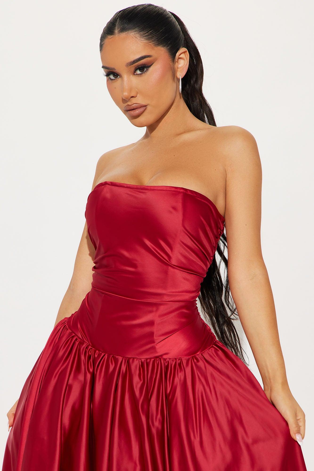 Sweet Serenity Satin Gown - Wine Product Image