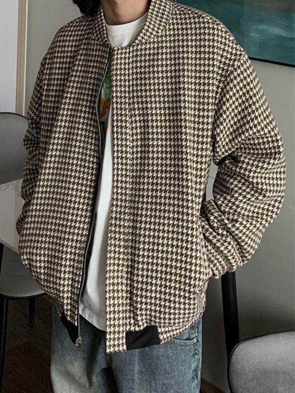 Men's Vintage Reversible Houndstooth Print Jacket Product Image