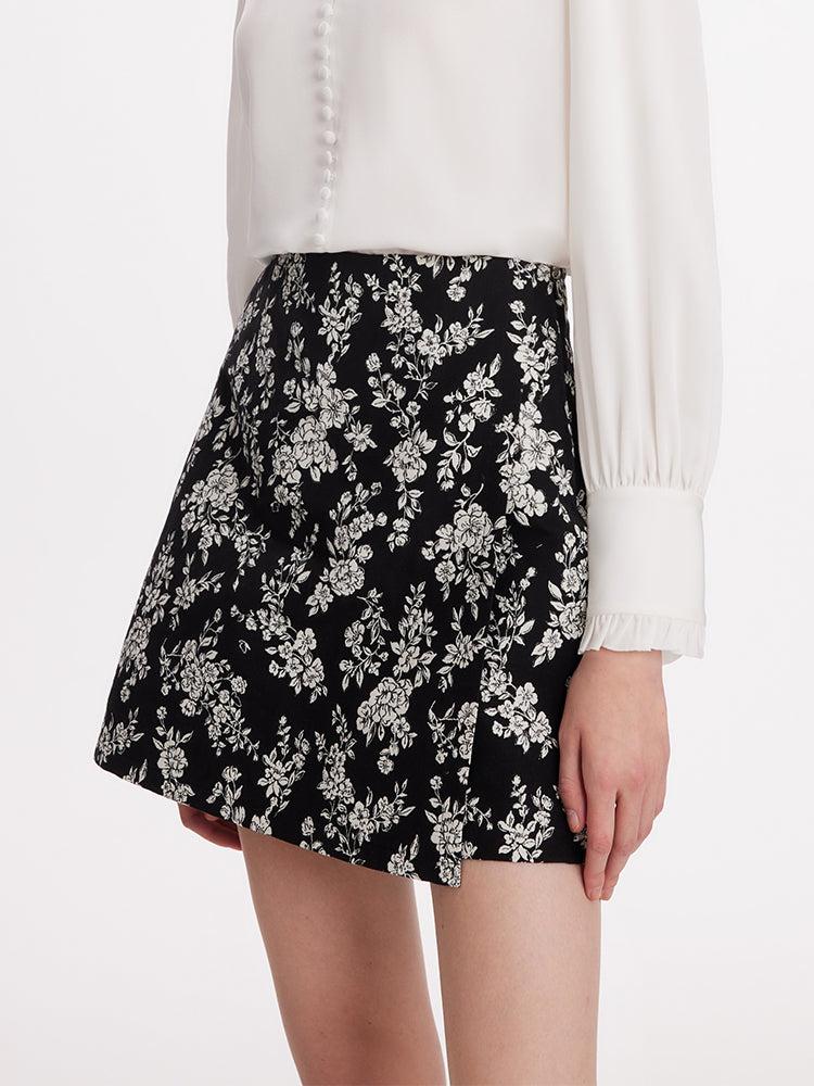 Camellia Jacquard A-Line Women Mini Skirt Product Image