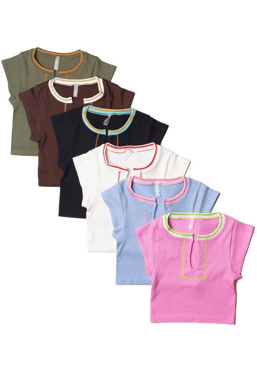 Sporty Notch Neck Seamless Tee Product Image